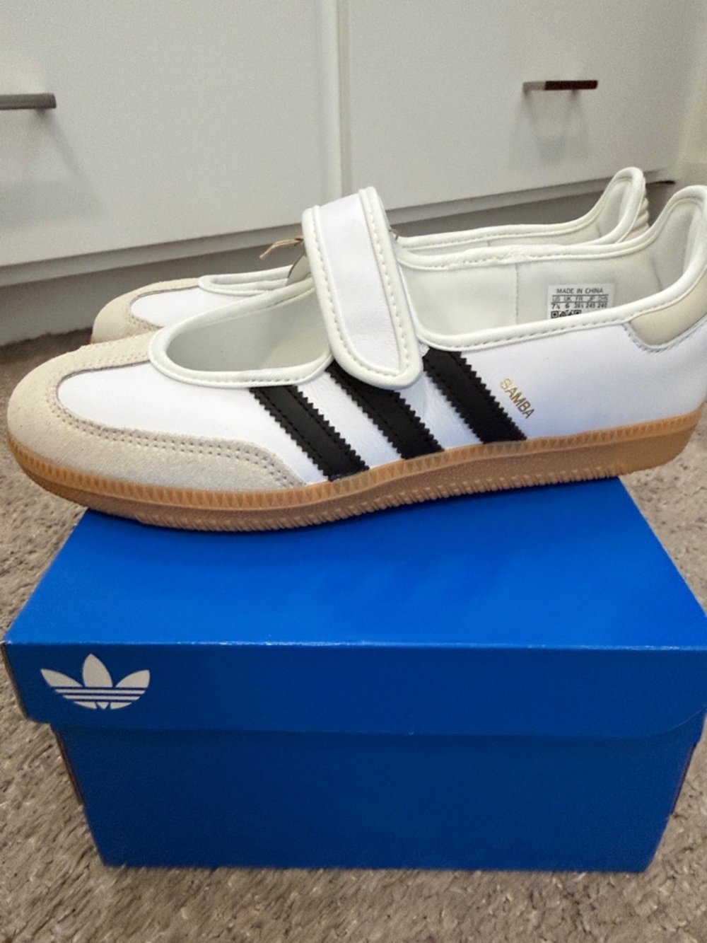 Adidas Samba Jane Mary-Jane Sneakers - White/Black/Tan - Picture 6 of 7
